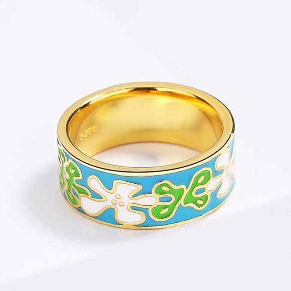 Creative Chunky Enamel 925 Silver Plated Ring SIZE 9 NWT - Picture 2 of 5